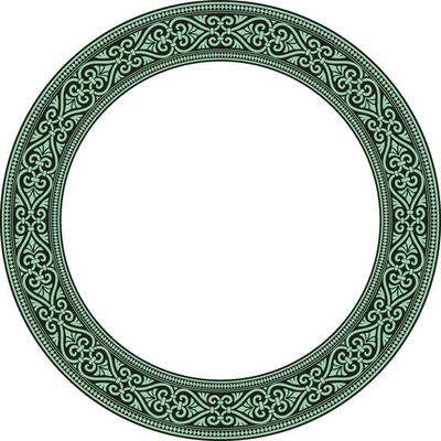 Vector green with black round ornament ring of ancient Greece. Classic pattern frame border Roman Empire