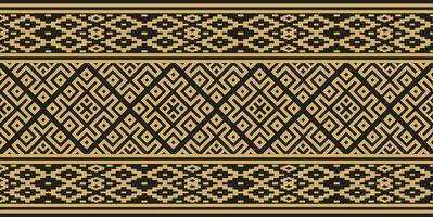 Vector golden color seamless Belarusian national ornament. Ethnic endless black border, Slavic peoples frame