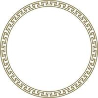 Vector gold round Chinese ornament. Circle border, east asian frame. Korea pattern, Taiwan, Hong Kong