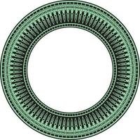 Vector green round ornament of ancient Egypt. Circle Border, frame in pyramids