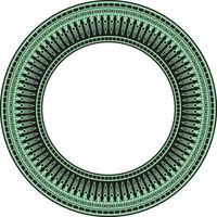 Vector green round ornament of ancient Egypt. Circle Border, frame in pyramids