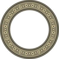 Vector round national Indian ornament. Golden with black circle border, frame, ring