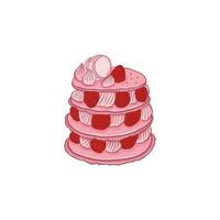 dulce rosado macarrón con rojo baya ilustración vector