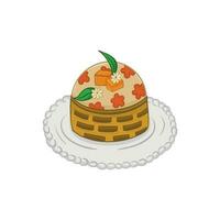 Japanese cake icon in isometric 3d style on a white background vector