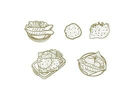 Illustration of a set of snacks. Vector illustration of food