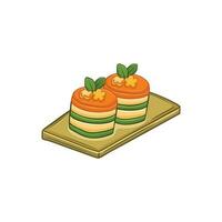 Illustration of a stack of pancakes on a plate with mint vector