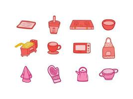 Kitchen utensils doodle icons set. Vector illustration