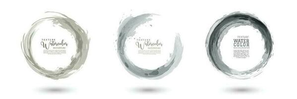 Circle splash with earth tone gray watercolor set vector