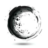 Black circle splash brush watercolor vector