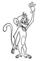 Cartoon funny monkey. Vector illustration of happy monkey chimpanzee outlines for coloring pages book