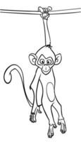 Cartoon funny monkey. Vector illustration of happy monkey chimpanzee outlines for coloring pages book