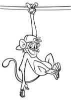 Cartoon funny monkey. Vector illustration of happy monkey chimpanzee outlines for coloring pages book