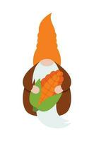 Thanksgiving gnomes illustration. Cute Cartoon fall gnomes isolated in white background. vector