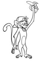 Cartoon funny monkey. Vector illustration of happy monkey chimpanzee outlines for coloring pages book