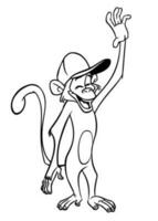 Cartoon funny monkey. Vector illustration of happy monkey chimpanzee outlines for coloring pages book