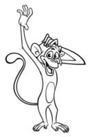 dibujos animados gracioso mono. vector ilustración de contento mono chimpancé contornos para colorante paginas libro