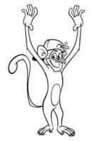 Cartoon funny monkey. Vector illustration of happy monkey chimpanzee outlines for coloring pages book