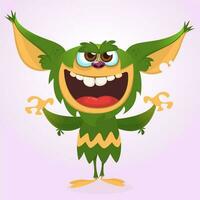 Cartoon happy monster. Vector illustration of green  monster isolated. Halloween design