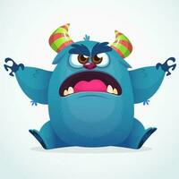 Happy cute cartoon monster. Vector illustration