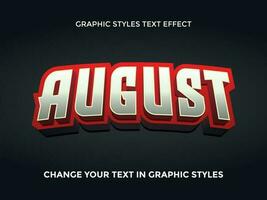 AUGUST WHITE DAN RED GRADIENT EDITABLE TEXT EFFECT OUTLINE vector