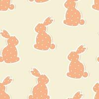 Pink easter bunny with long ears creates a seamless cute pattern for modern fabrics, holiday wrapping paper. vector