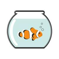 pez payaso nada en un acuario con agua aislado en un blanco antecedentes. vector. vector