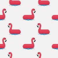 Pink cartoon flamingo floats on sea waves or pool in summer. Seamless summer cute pattern for textile. Vector. vector