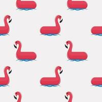 Pink cartoon flamingo floats on sea waves or pool in summer. Seamless summer cute pattern for textile. Vector. vector