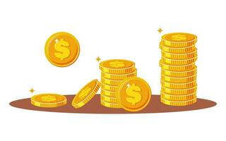 Gold coins of dollars. Treasure on a white background. Stack of coins. Vector. vector