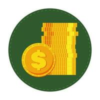 Gold coins of dollars. A stack of coins in a green circle. Money illustration isolated on white background. Vector. vector