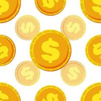 Golden coins. Seamless financial pattern for textiles. Vector. vector