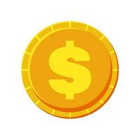 Golden coin isolated on white background. Dollar cash. Vector. vector