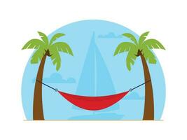 Hammock on the beach. Enjoy the summer holidays vector