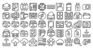 Data Storage Line Icon Set. Perfect for Graphic Design, Mobile, UI, and Web Masterpieces vector