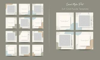 Social media post grid puzzle template vector