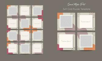 Social media post grid puzzle template vector