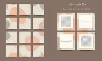 Social media post grid puzzle template vector