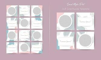 Social media post grid puzzle template vector