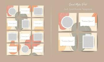 Social media post grid puzzle template vector