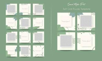 Social media post grid puzzle template vector