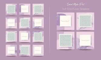 Social media post grid puzzle template vector