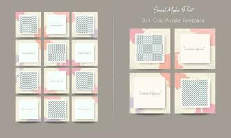 Social media post grid puzzle template vector