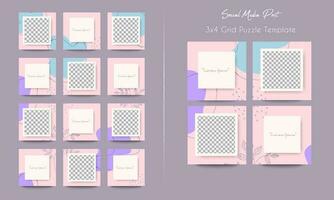 Social media post grid puzzle template vector