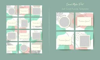 Social media stories template in grid puzzle style for brand marketing vector