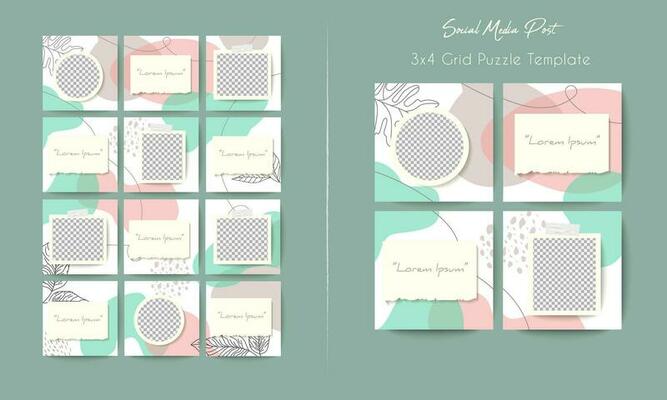 Social media stories template in grid puzzle style for brand marketing
