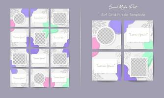 Social media stories template in grid puzzle style for brand marketing vector