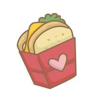 Sandwich Bread Breakfast Food Cartoon Illustration Vector Clipart Sticker