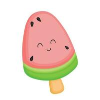 Cute Colorful Flavor Ice Cream Sweet Dessert Cartoon Illustration Vector Clipart Sticker