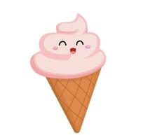 Cute Colorful Flavor Ice Cream Sweet Dessert Cartoon Illustration Vector Clipart Sticker
