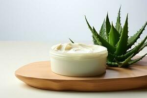 Cream with aloe. Generation AI technology. photo